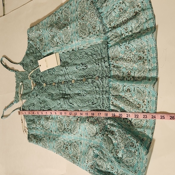 Miss Me SZ L Seafoam Green Floral Strap Lace Ruffle Hem Sleeveless Cami Top Boho - Picture 12 of 15